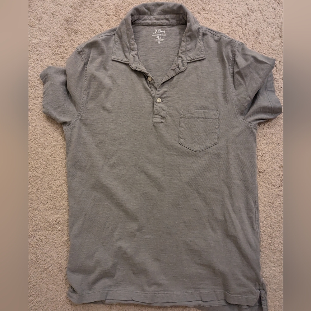 J Crew men's polo garment dyed grey medium